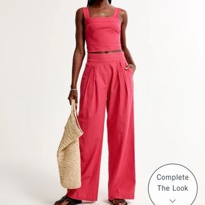 Abercrombie linen blend ultra wide leg pant